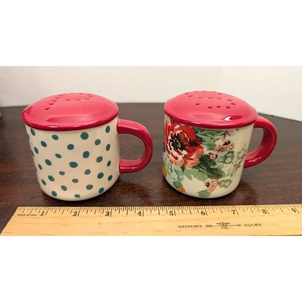 Pioneer Woman Floral Polka Dot Salt Pepper Shakers Can Opener Kitchen Lot 3pc